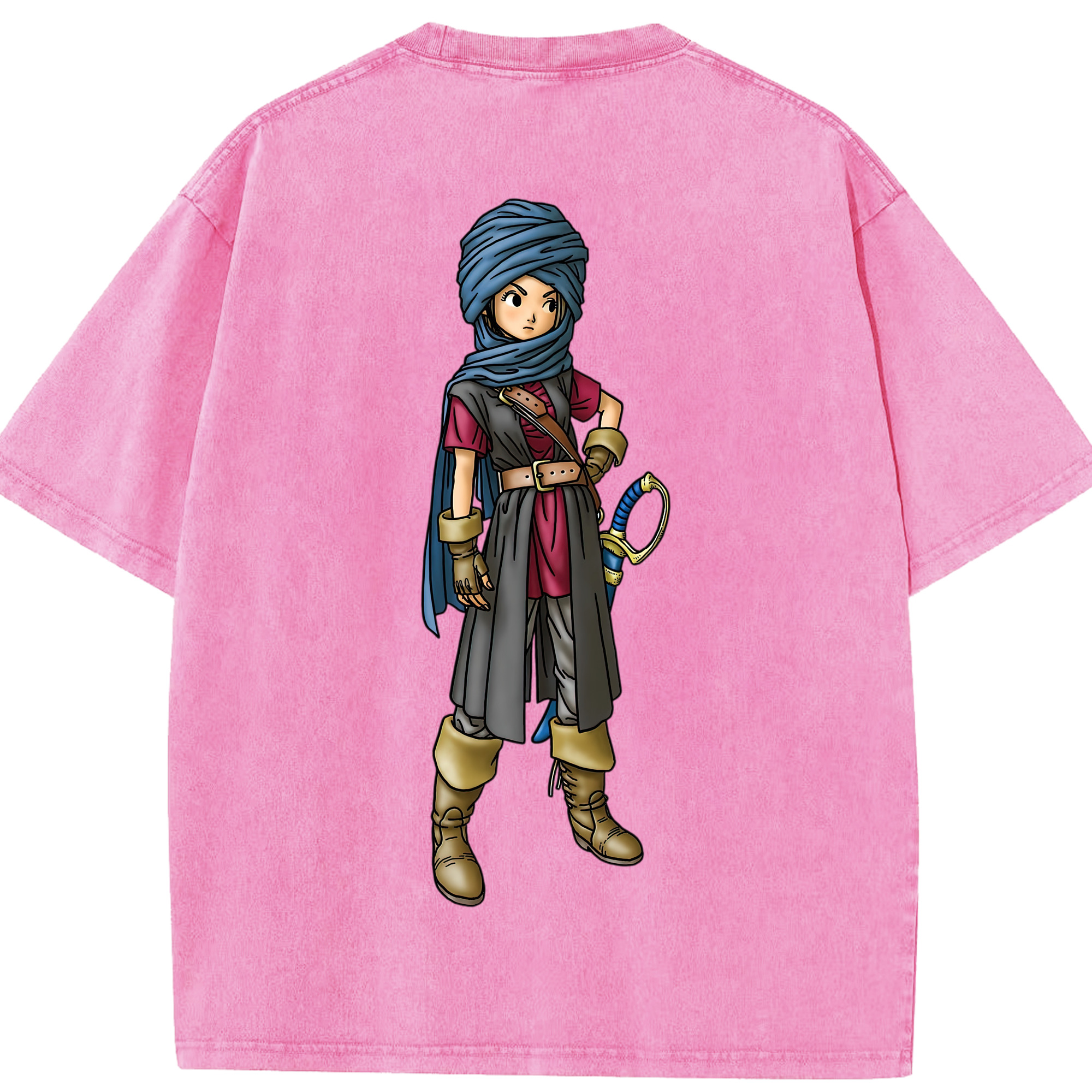 （画像用） ドラゴンクエスト Doragon Kuesuto Dragon Quest 綿100% ヴィンテージ風 半袖Tシャツ（背面プリント）